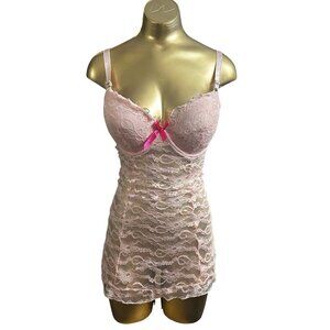 Nature Intimates Pink Lace 🩷 Babydoll Fairycore  Chemise Bodysuit  - 38D
